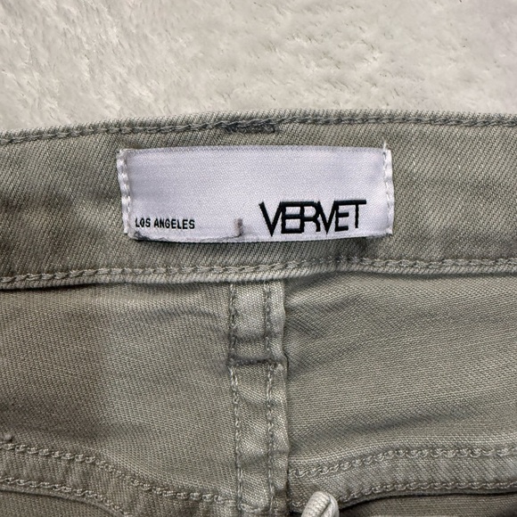 Olive Distressed Jean Shorts with Raw Hem - Picture 5 of 6